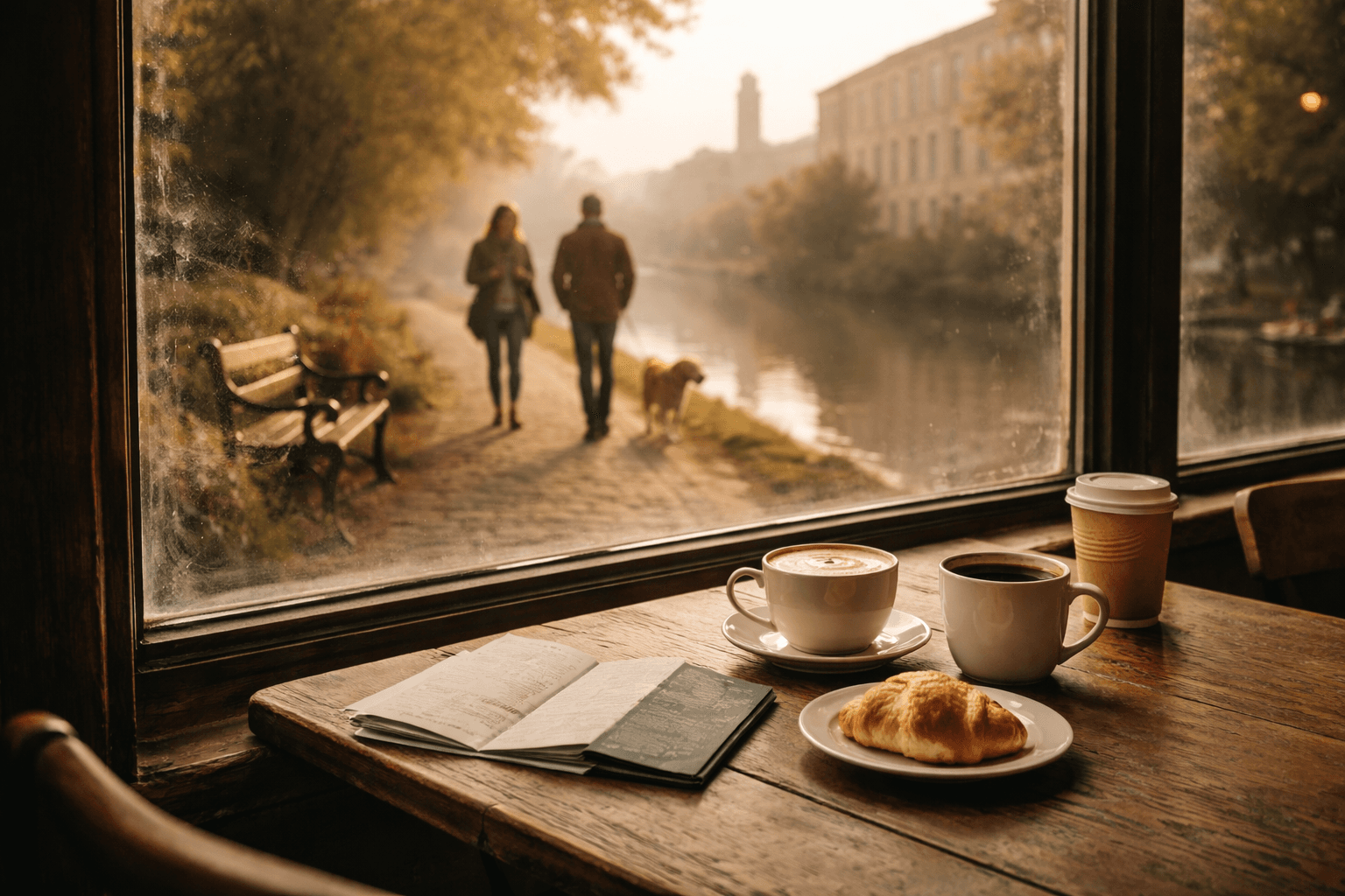 Historic mill buildings and canal at Saltaire