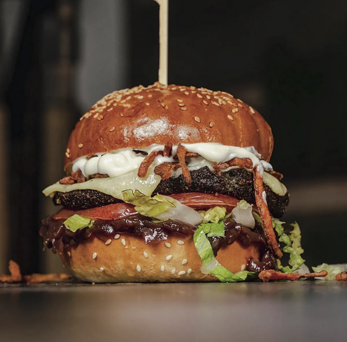 Artisan burger close-up at Rumpus Burger Saltaire
