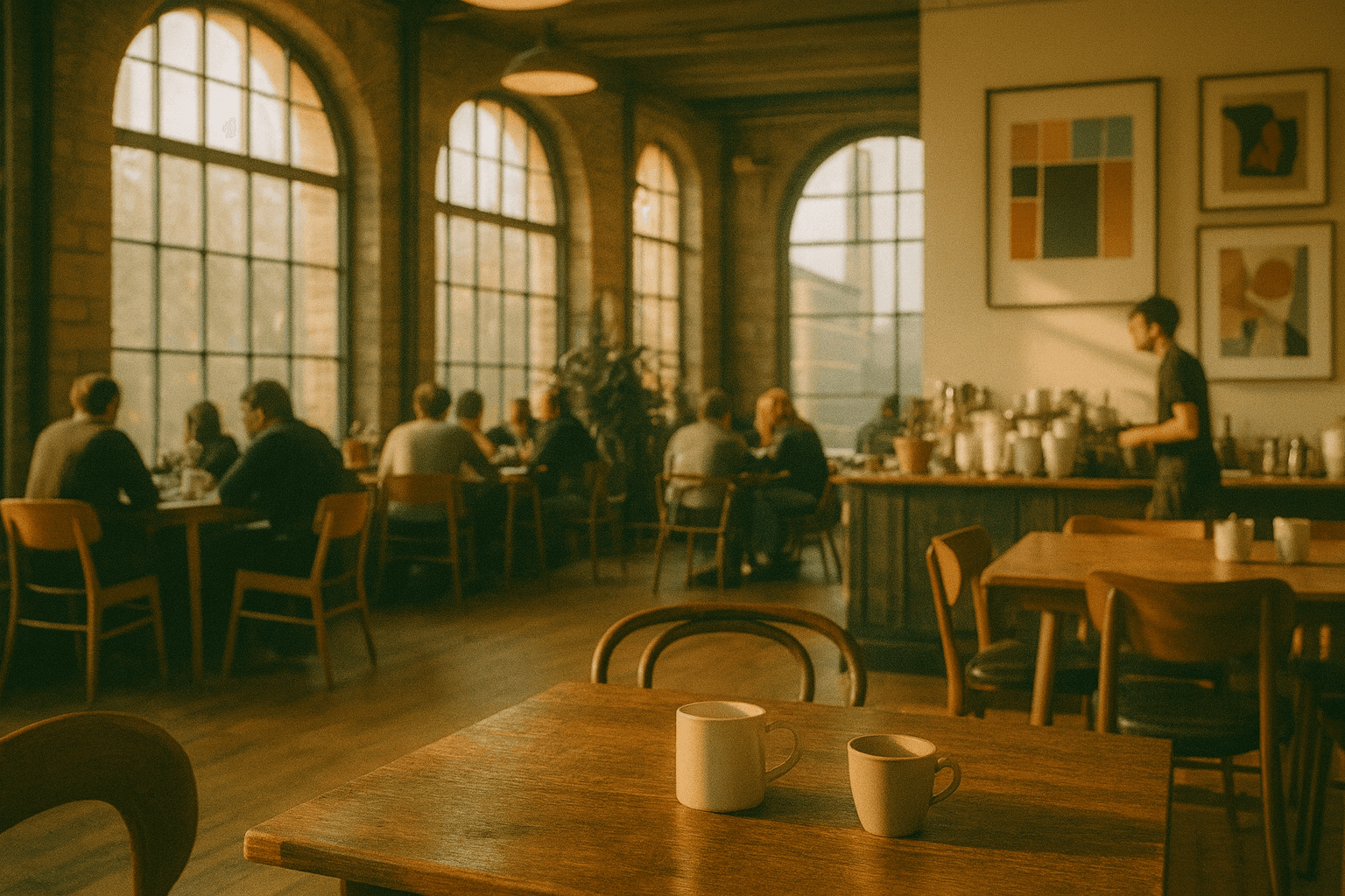 Historic mill building with tall chimney
