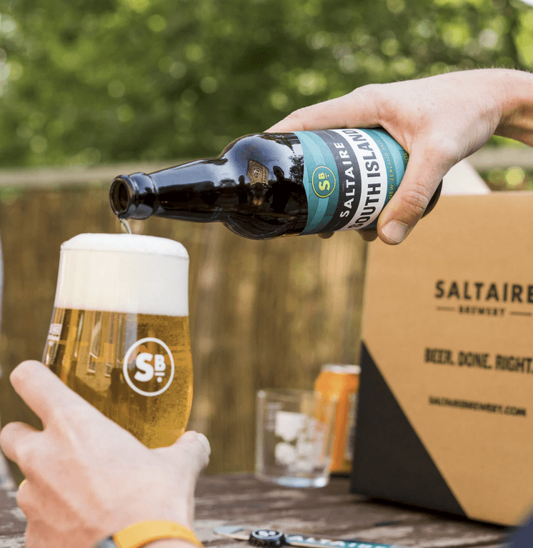 Beer being poured at Saltaire Brewery