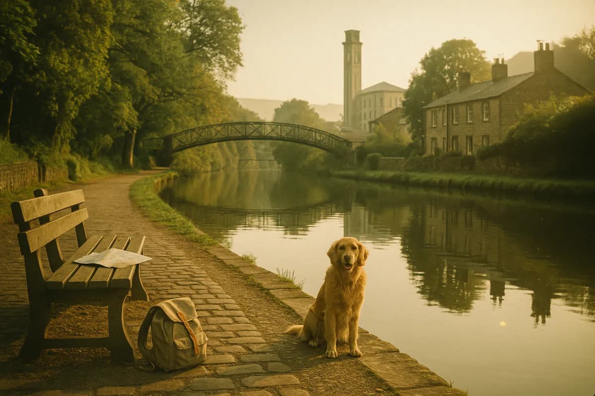 Tree-lined canal towpath